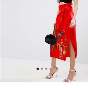 ASOS DESIGN embroidered midi skirt